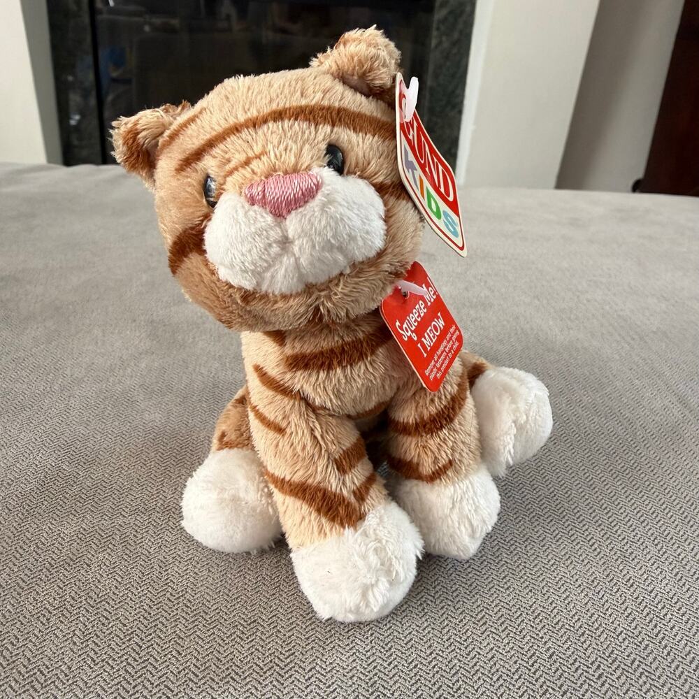 GUND Kids Orange Tabby Cat Plush 5" Squeeze Me I Meow Sound Toy Working Tags
